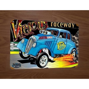 Vicious Raceway Hot Rod‎ Artwork 8x12 Metal Wall Sign